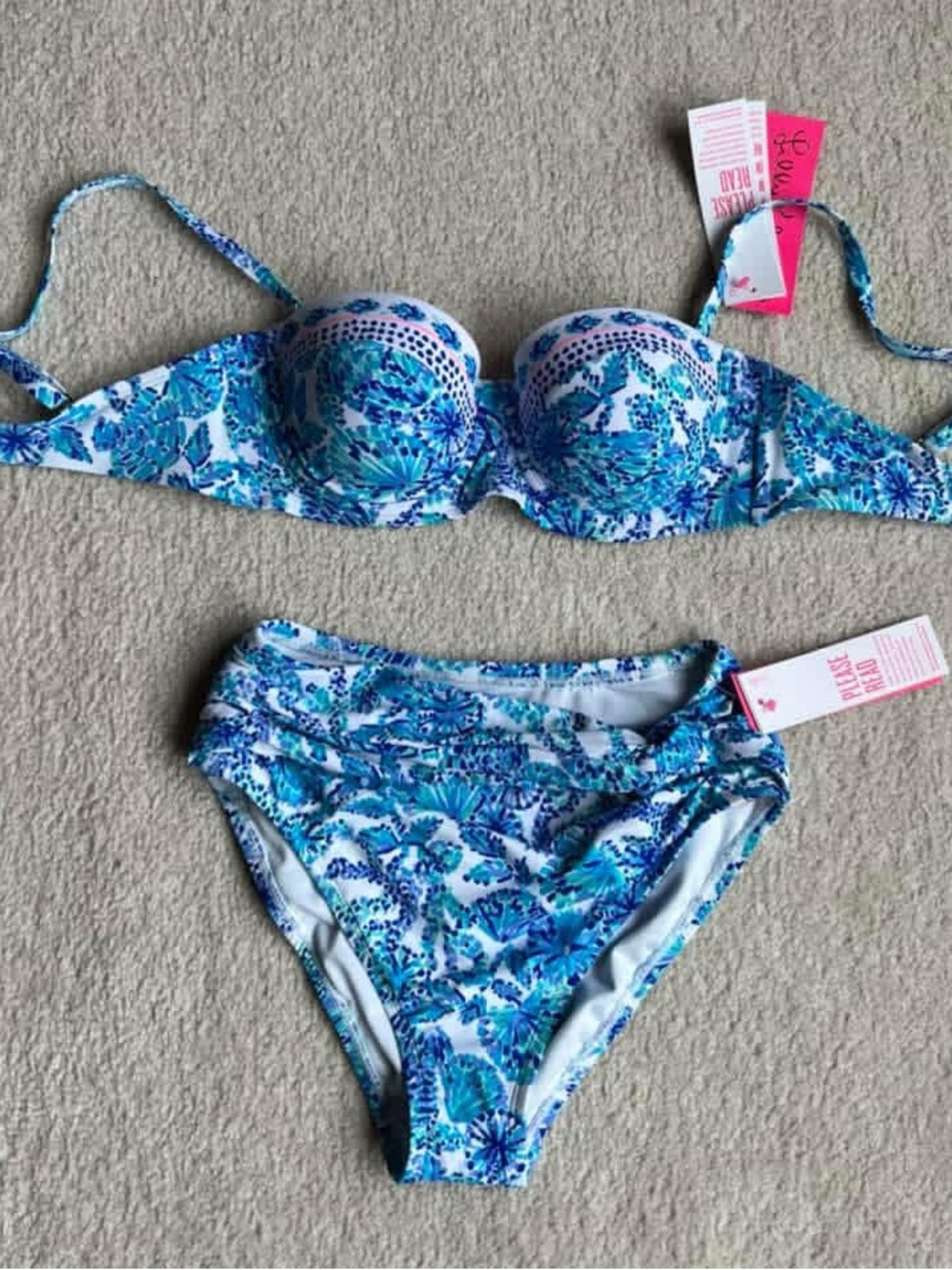 Lilly Pulitzer Blue Floral Padded Bikini Set